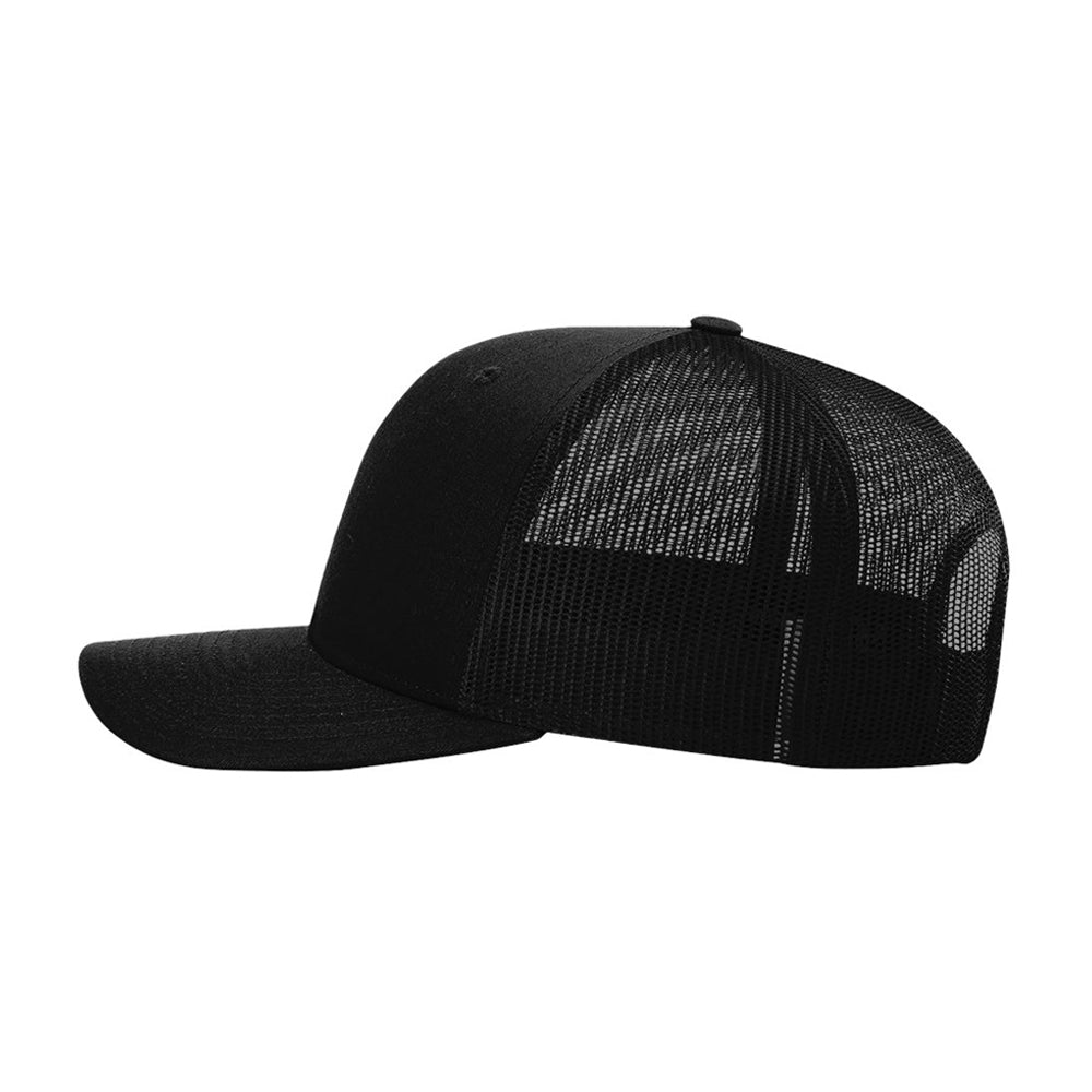 Black mesh cap on a white background